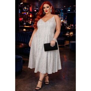 Tahari NWT Striped Midi Dress Sleeveless Flowy A-Line Plus Size XXL Spring